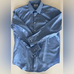 Calvin Klein Men’s Slim Fit 16 1/2 32/33 Blue Mini Stripe Non Iron